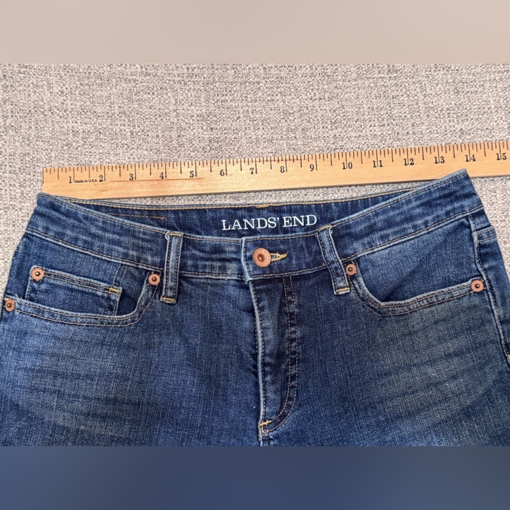 Lands’ End Mid Rise Crop Blue Denim Jeans Sz 4 - Picture 8 of 12